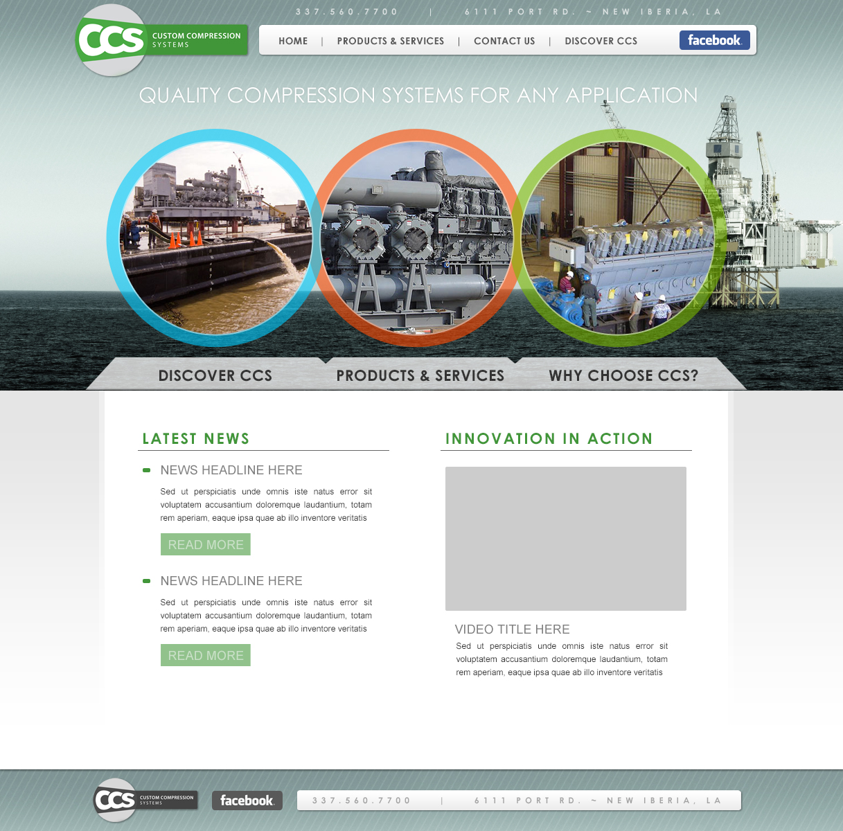 An oilfield company web design screenshot for a company in Lafayette LA