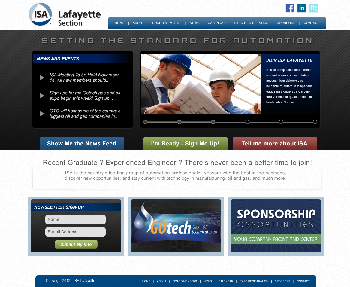 An oil and gas non-profit web design screenshot for a company in Lafayette LA