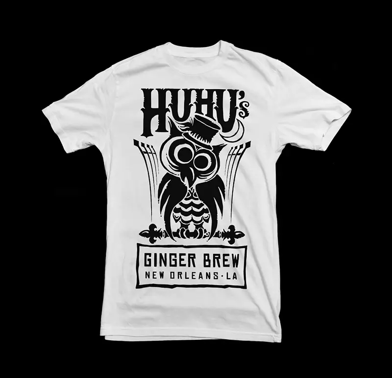 huhus ginger brew t shirt by louisiana graphic designer