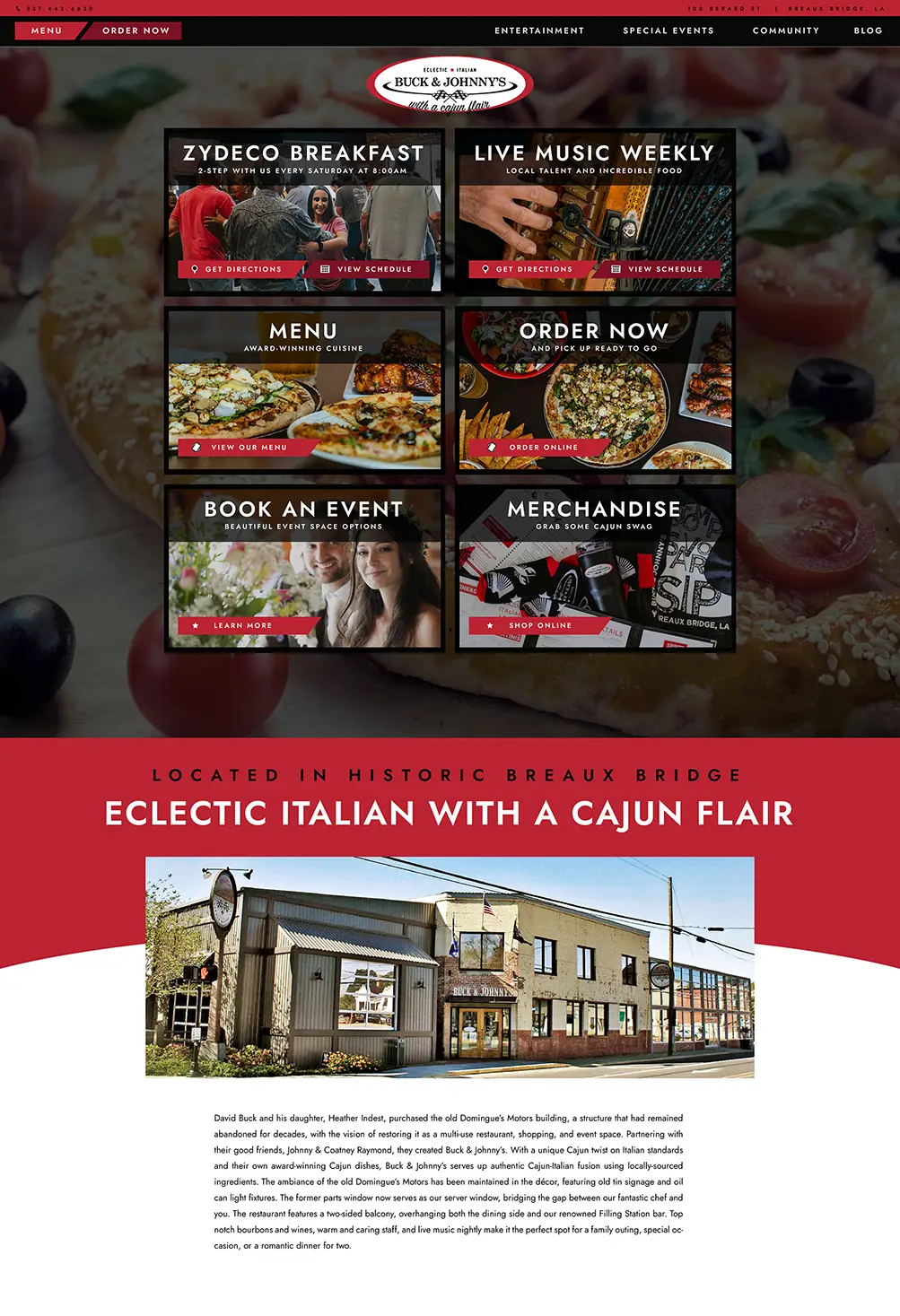 custom web design for restaurants in lafayette la