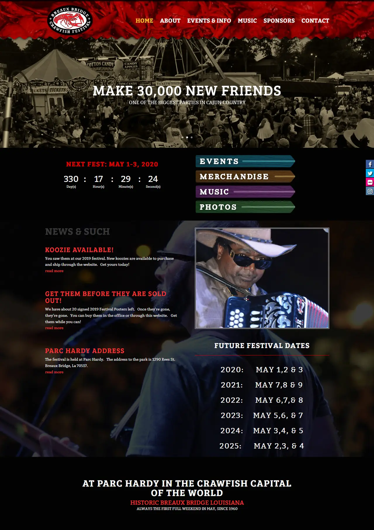 custom web site design for a louisiana festival