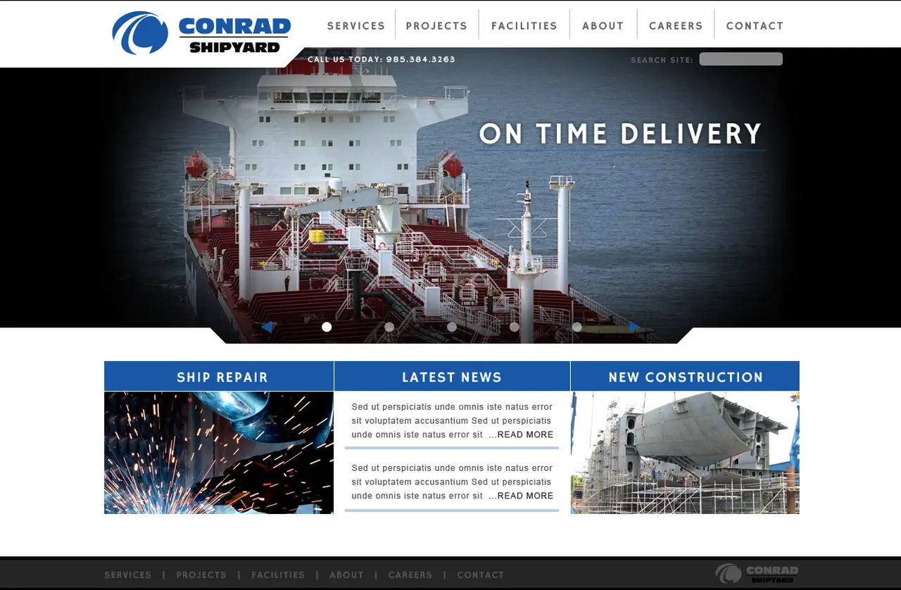 custom web design for a shipyard