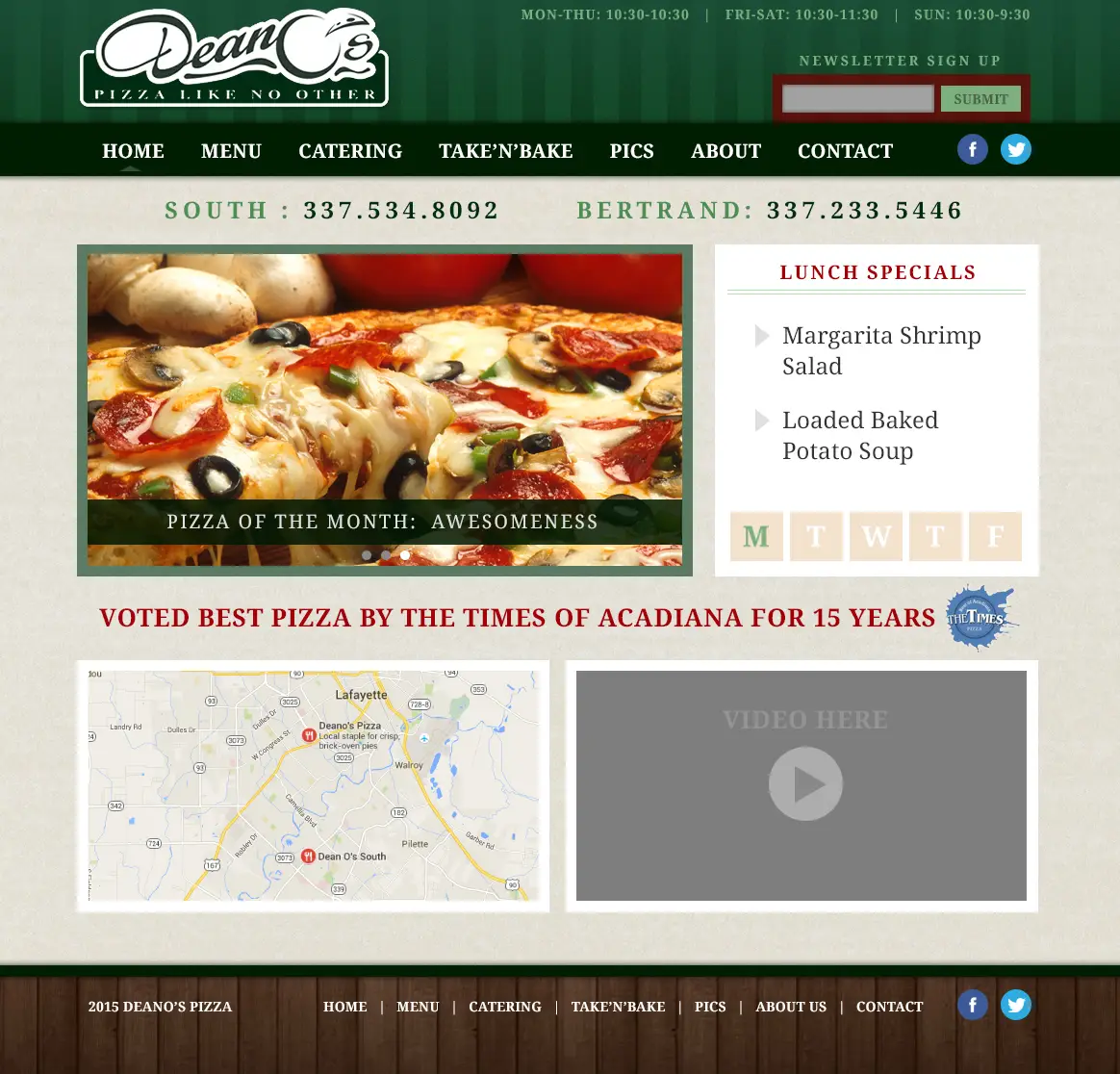 custom web design for a pizza restaurant