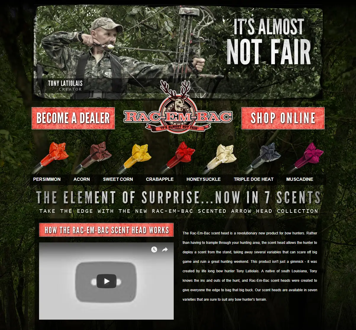 custom web design for a hunting product in louisiana