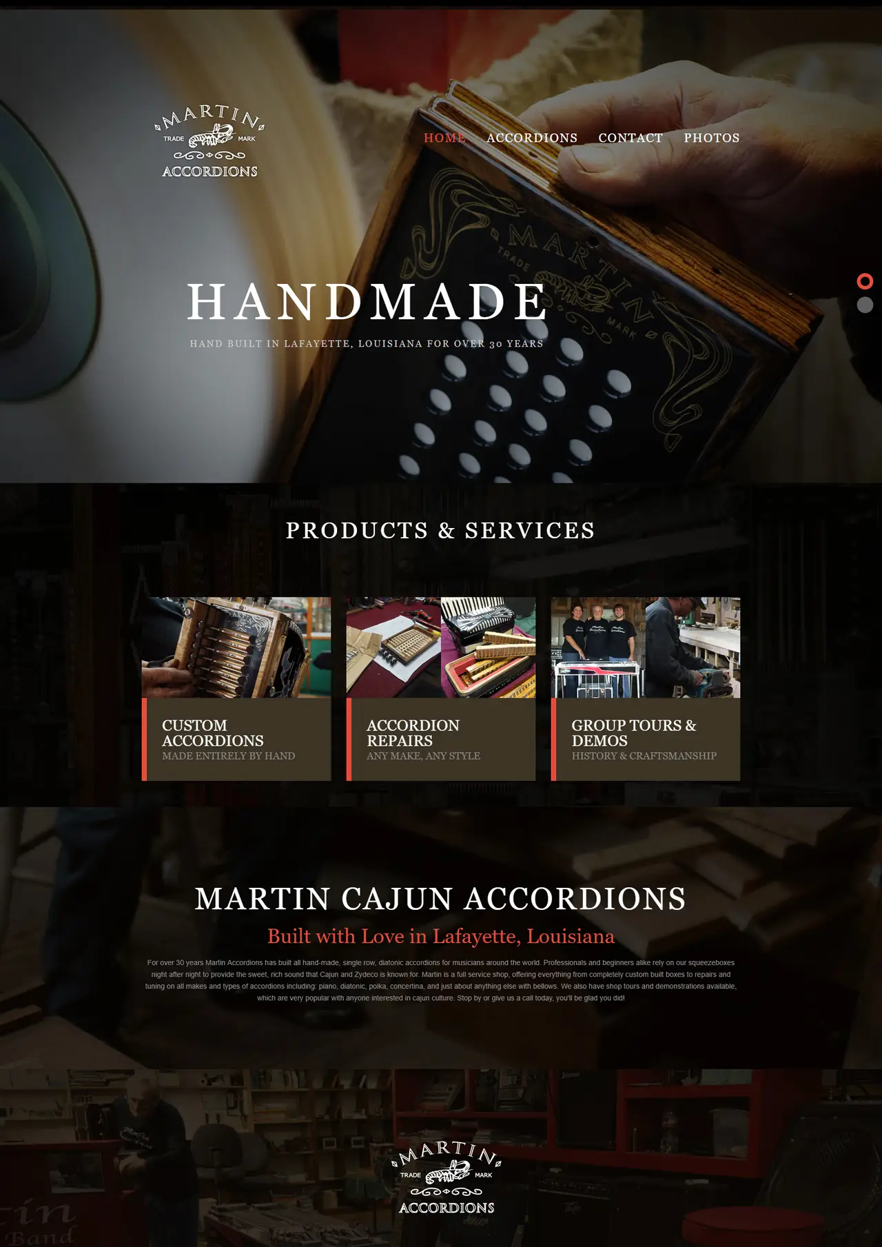 a custom web design for an accordion maker