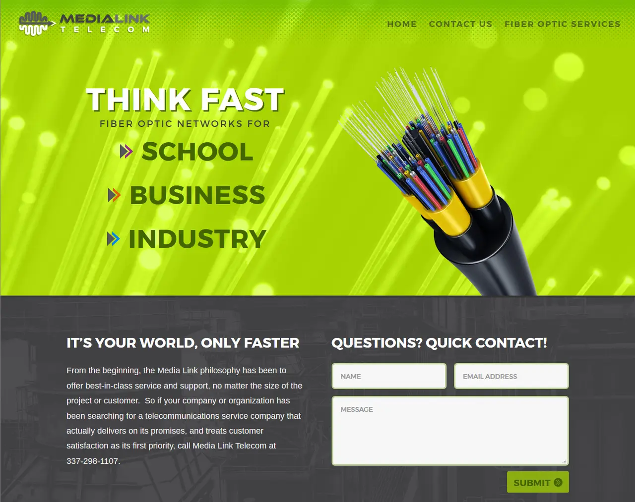 Custom web design for a telecom company