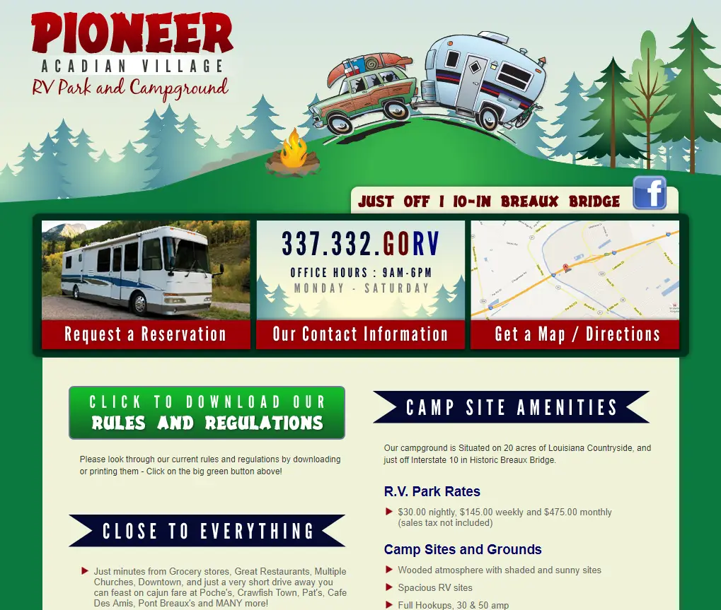 custom web design for a campground