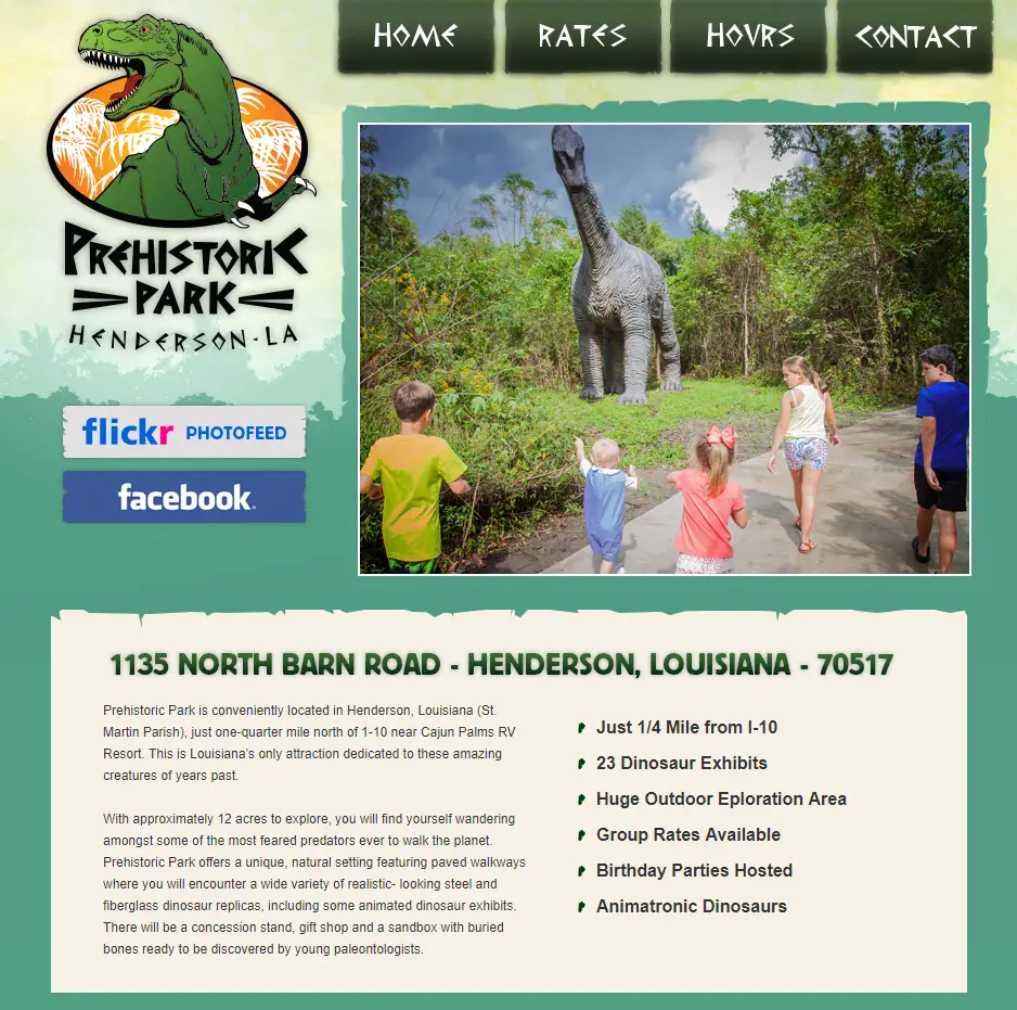 custom web design for a dinosaur park