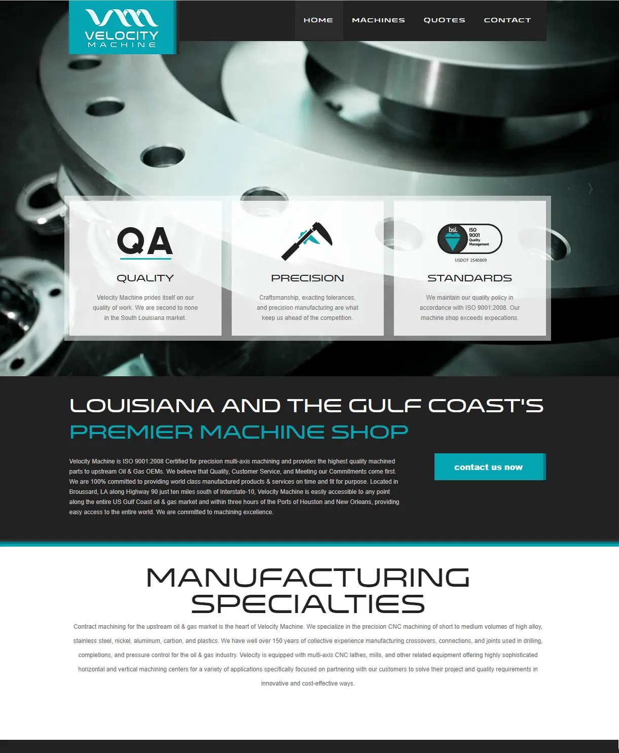 custom web design for a machine shop in lafayette la