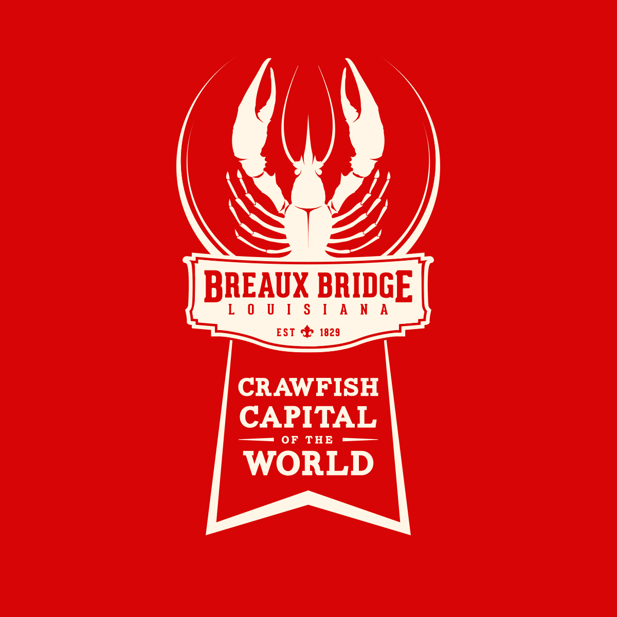 A crawfish logo design for the city of Breaux Bridge LA